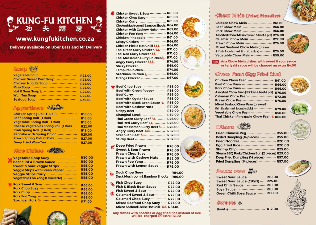 Kung Fu Kitchen Sushi Menu