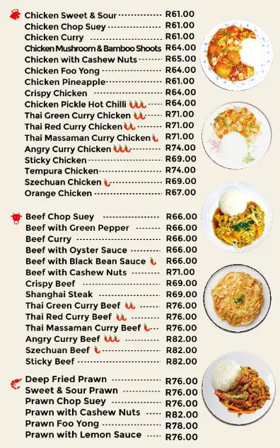 Kung Fu Kitchen Main Dishes Menu