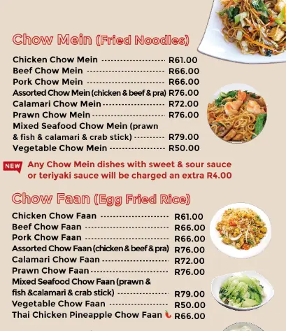 Kung Fu Kitchen Noodles and Rice Menu