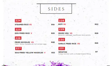 Simply Asia Sides Menu Prices