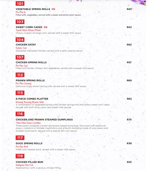 Simply Asia Thai Specialities Menu Prices