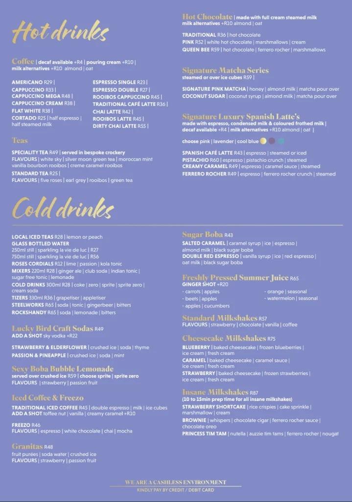 Goddess Cafe Menu