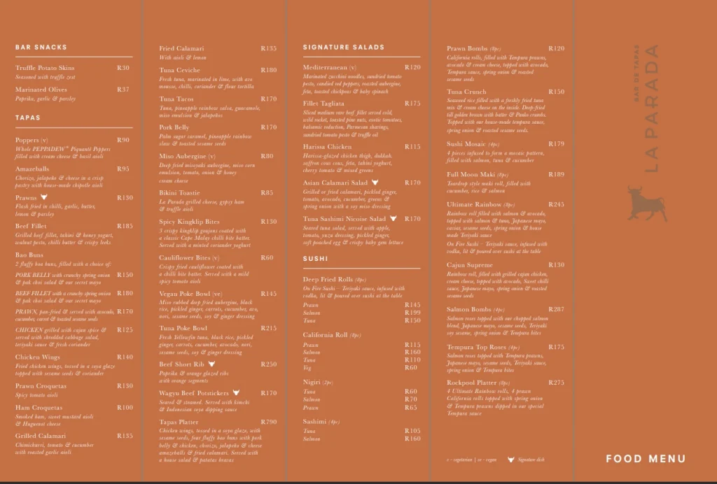 La Parada Menu