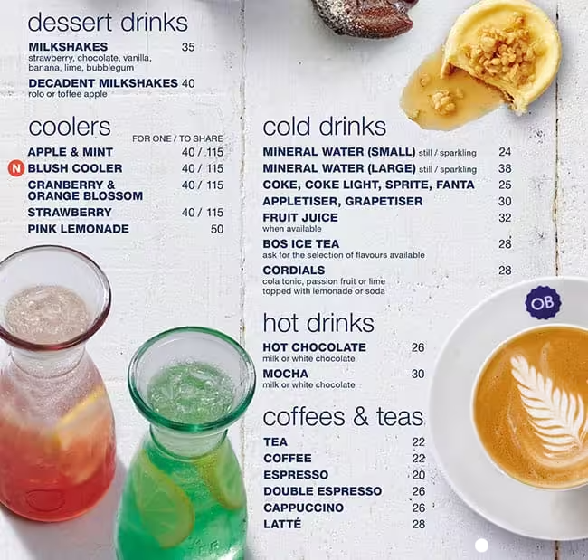 Ocean Basket Drinks Menu Prices