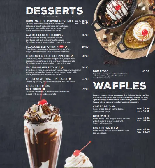 Panarottis Dessert Menu Prices