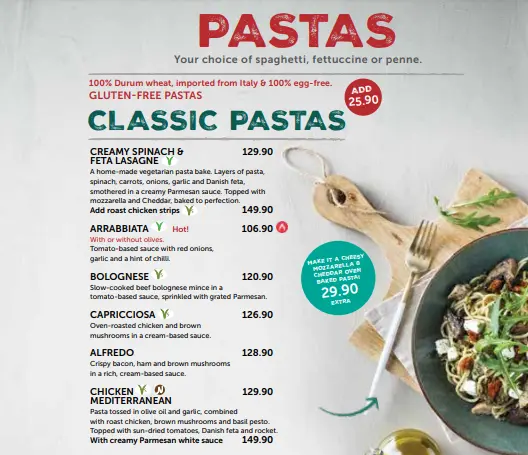 Panarottis Pasta Menu Prices